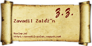 Zavadil Zalán névjegykártya